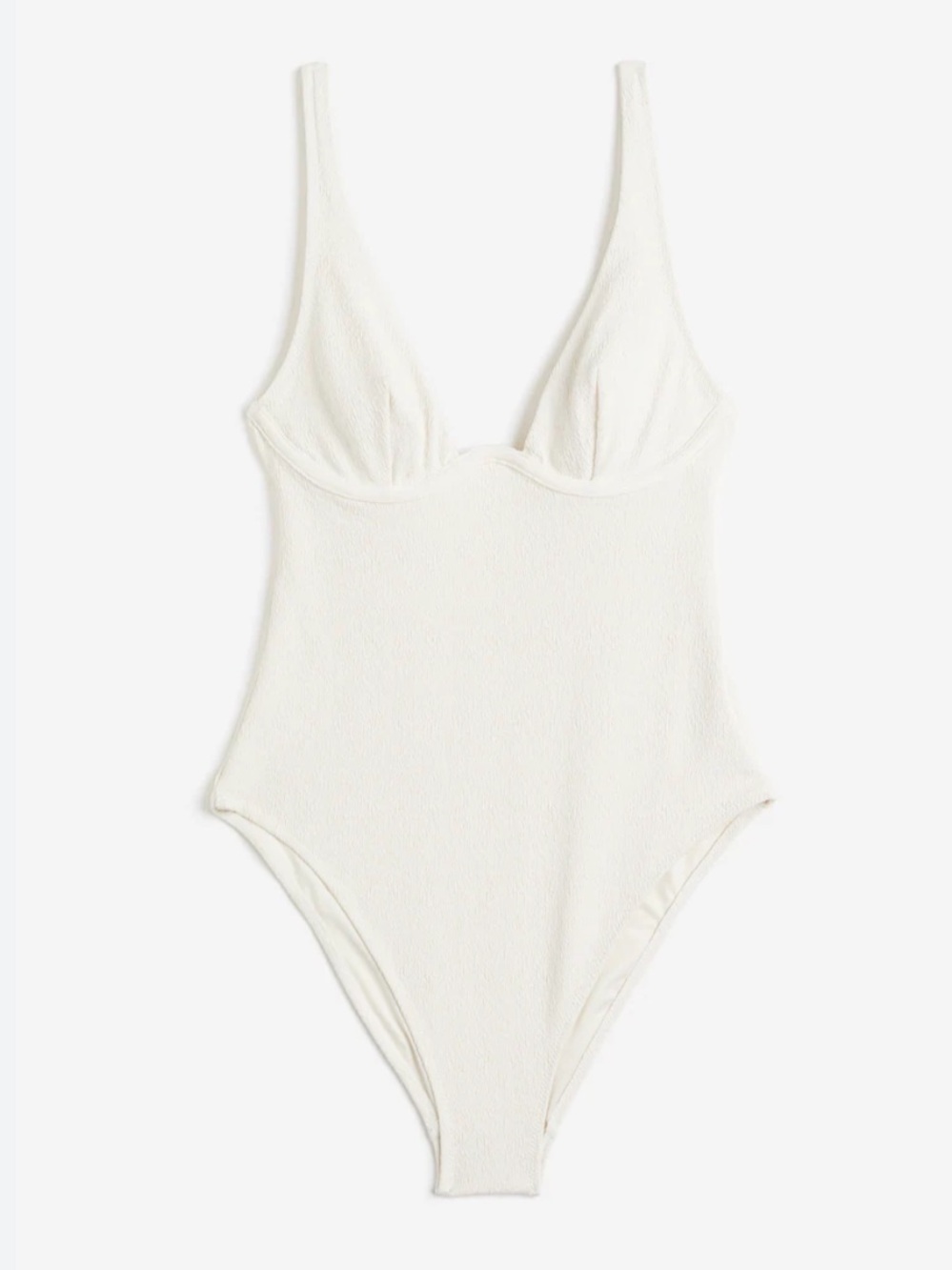 H&M White Underwire High-Leg One-Piece Swimsuit